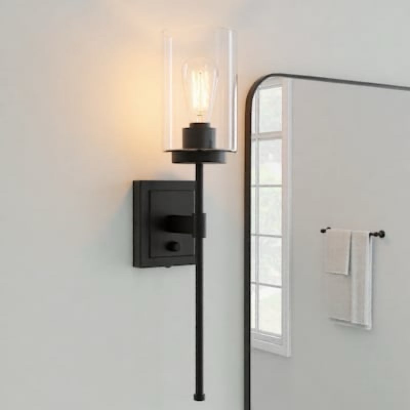 100+ bought last week allen + roth eldora 6-in w 1 -light matte black transitional wall sconce