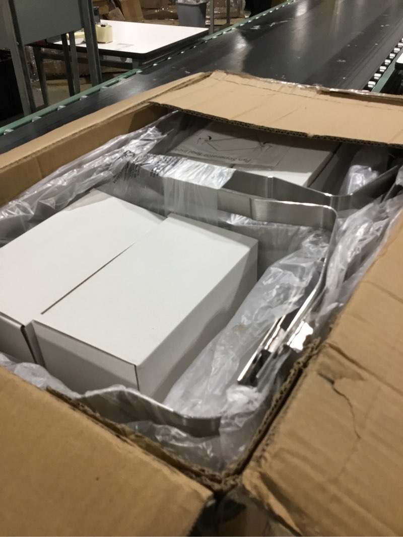 Condition photo showing Good Condition for Alpha Living 4 Pack Chafing Dish Full Set – Stainless Steel Catering Chafer with Lids, Pans & Fuel Holders – Buffet Food Warmers for Parties, Events & Weddings – Alpine Gray Handles 4 Pack - Regular Edge