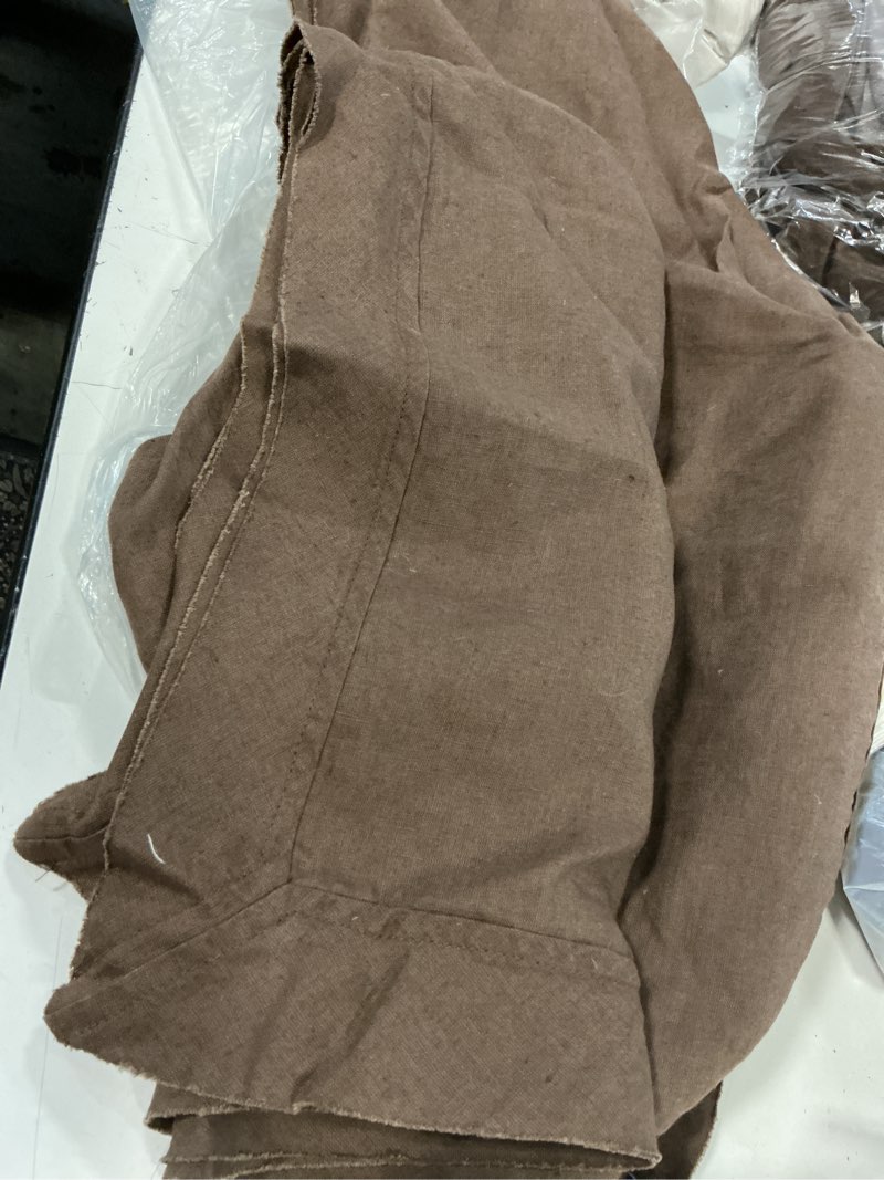 Condition photo showing As Is for quince european linen double flange sham set, standard, espresso 2 pieces