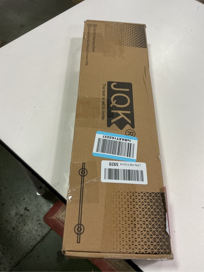 Condition photo showing New/Like New for JQK Bathroom Glass Shelf, Shelf with 19 Inch Towel Bar Tempered Glass Shower Storage 20 by 5 inches, 304 Stainless Steel Brushed Finish Wall Mount, TGS100L20-BN