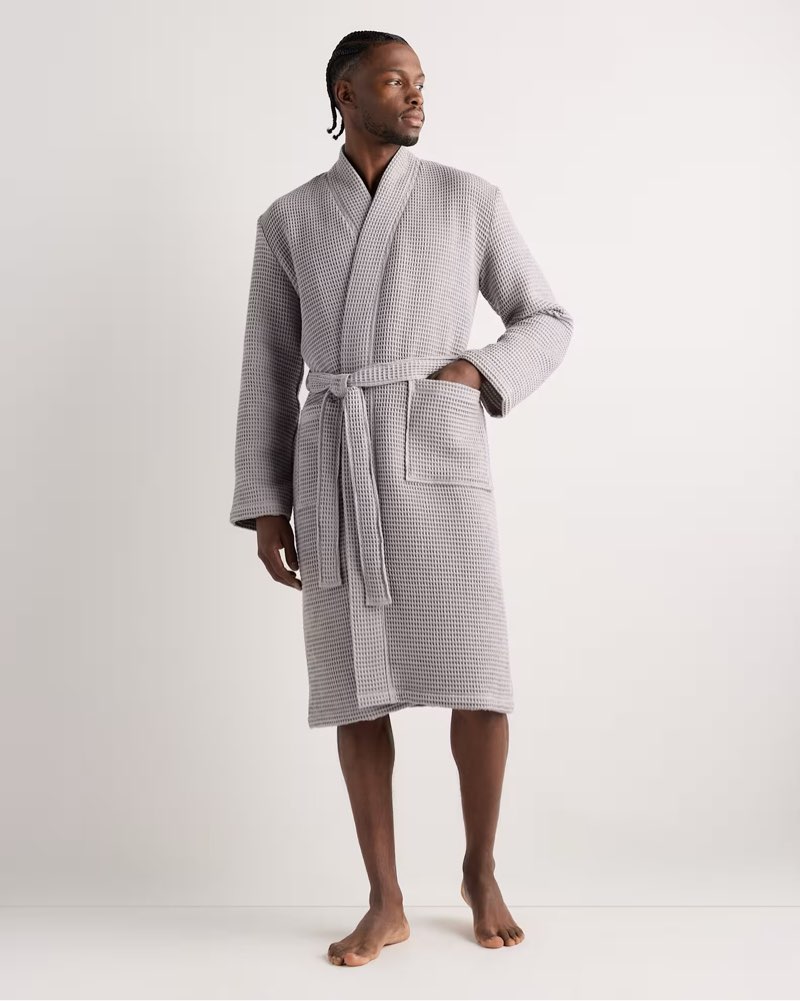 organic turkish waffle robe color: grey(size m)