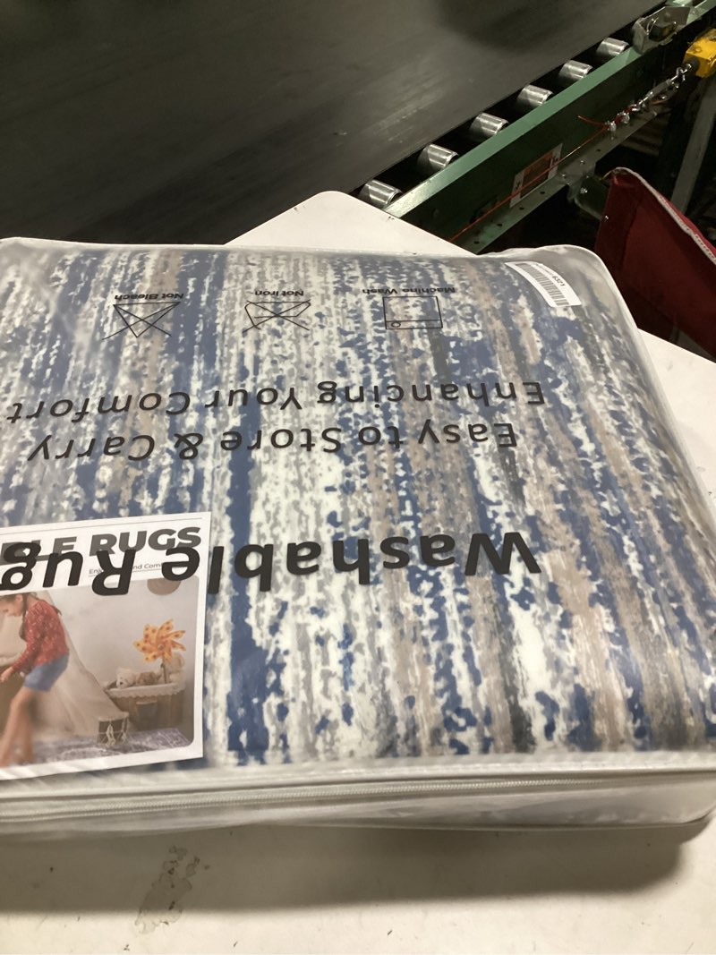 Condition photo showing New/Like New for 8x10 area rugs for living room: similar  to  washable abstract neutral rug large modern soft non slip low pile rugs floor indoor stain resistant carpet for bedroom dining room home office (blue, 8'x10') blue 8' x 10' (rectangular)