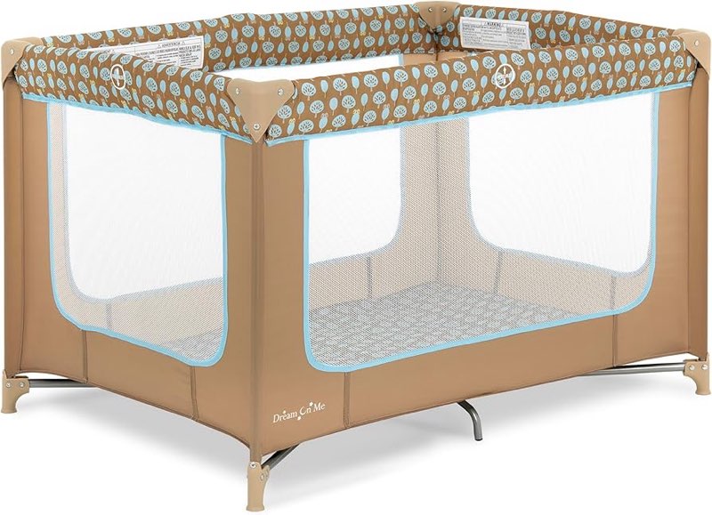 Dream On Me Zodiak Portable Playard in Coffee and Blue, Lightweight, Packable and Easy Setup Baby Pl