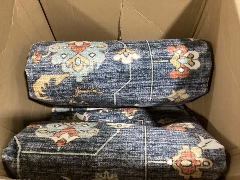 Condition photo showing Good Condition for topruug washable oriental area rug - 10x12 rugs for living room soft carpet for bedroom waterproof floral distressed indoor stain resistant non-shedding floor carpets (blue/teal/orange, 10x12) blue/teal/orange 10' x 12' (rectangular)