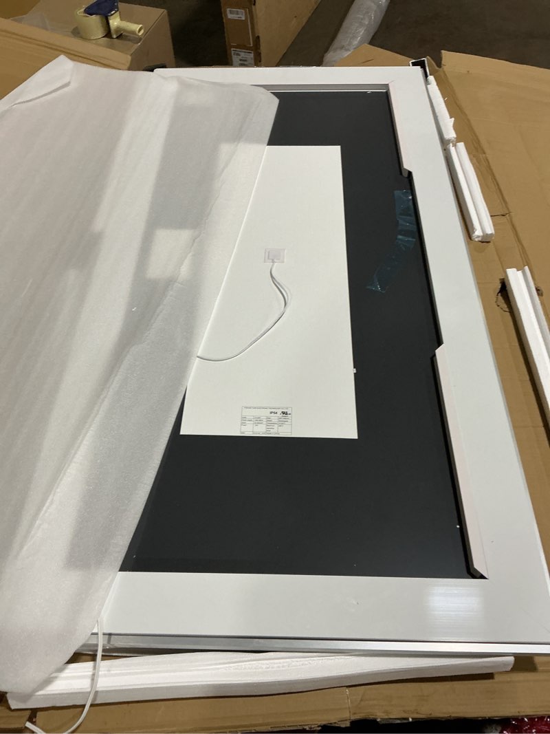 Condition photo showing Good Condition for 72x36 brushed nickel led bathroom mirror with lights, silver framed backlit and front lit anti-fog lighted vanity mirrors for bathroom wall, dimmable, 3 colors, memory, tempered glass, cri?90 brushed nickel framed 72"l x 36"w