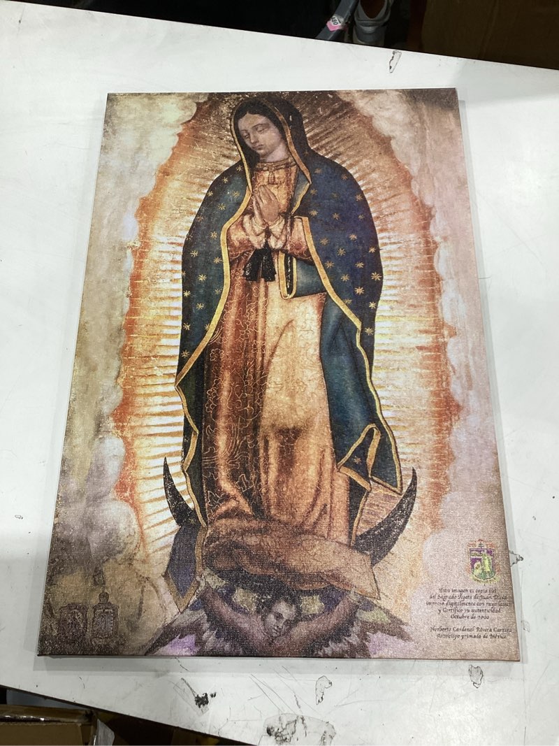 Condition photo showing Good Condition for mexico our lady of guadalupe portrait canvas wall art decor religious catholic poster prints picture for altar living room bedroom decoration,lamina enmarcada de nuestra señora de guadalupe