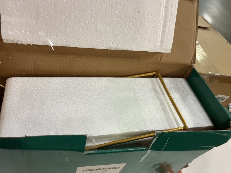 Condition photo showing New/Like New for YYW 3 Tier Fruit Bowl for Kitchen Counter, White Gold Ceramic Fruit Stand for Countertop, Home Fruit Rack with Holder, Vegetable Bowl Snacks Nuts Bread Candy Storage (Gold)