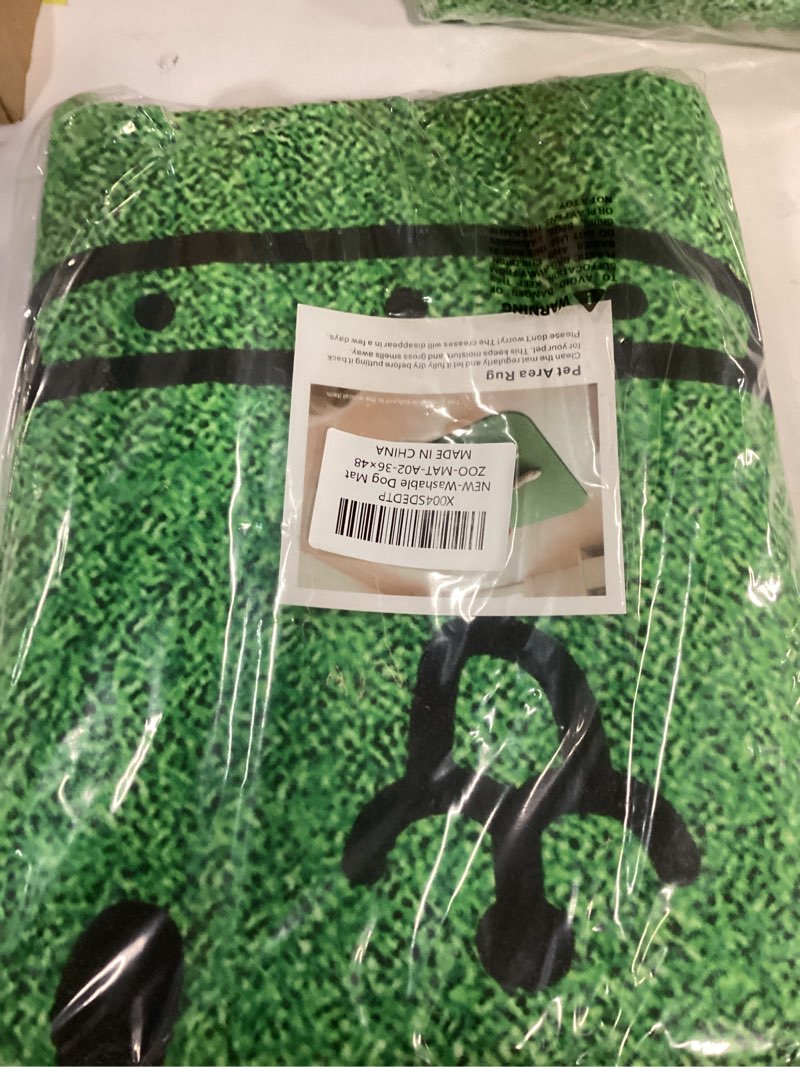 Condition photo showing New/Like New for Dog Door Mat for Muddy Paws, 36x48 Absorbent Low Pile Mud Rug, Non-Slip Washable Indoor Doormat for Dogs, Quick Dry Dirt Trapping Entryway Floor Mat for Inside, Green 48"L x 36"W Green A02