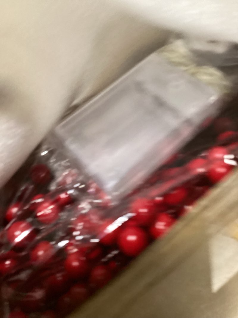 Condition photo showing As Is for 52 Pcs 19 Inch Large Christmas Snowy Pine Branches with Red Berries Stems Artificial Frosted Greenery Cedar Picks Cones Fake Pine Needles for DIY Craft Garland Wreath Xmas Decor 52 Snow