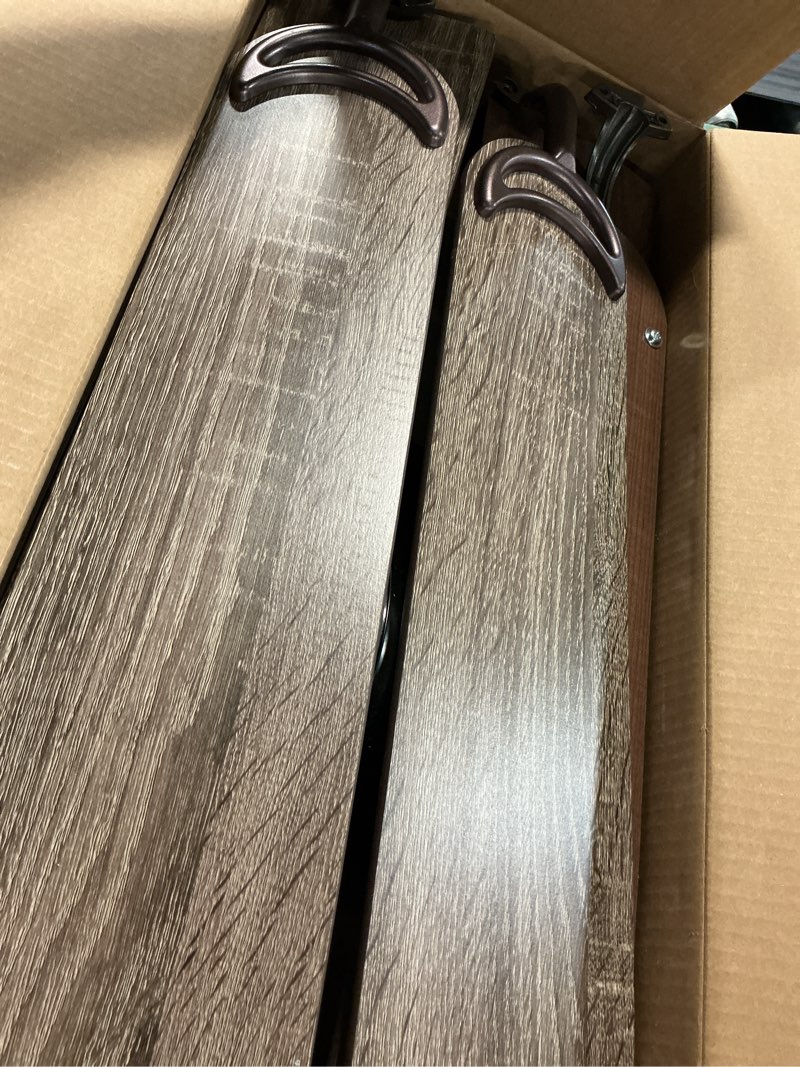 Condition photo showing As Is for mainstays 44 inch hugger indoor ceiling fan with light kit, bronze, 5 blades, reverse airflow