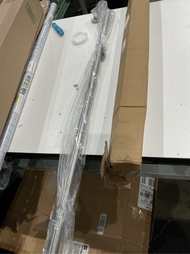 Condition photo showing As Is for briofox industrial shower curtain rod - 2-in-1 design tension curtain rod - never rust non-slip 43 to 72 inch 304 stainless steel, brushed nickel window curtain rod 43-72 inches brushed nickel