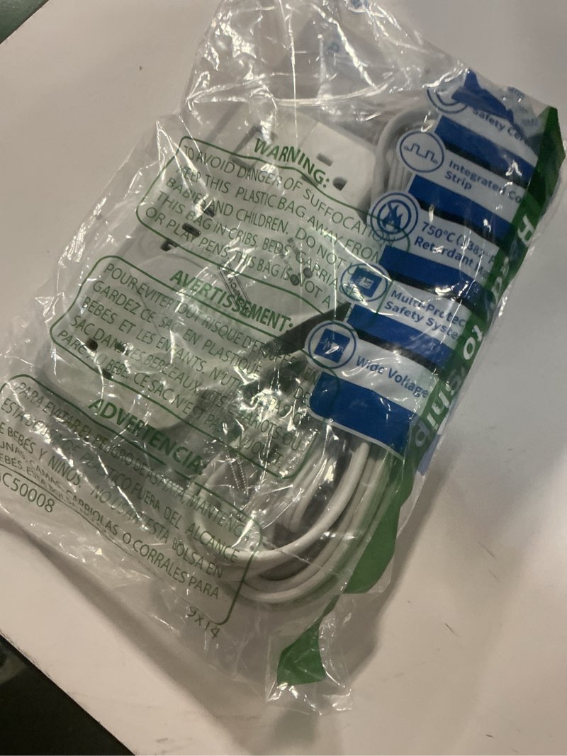 Condition photo showing New/Like New for Flat Extension Cord 25 FT, NTONPOWER Long Surge Protector Power Strip, 10 Outlets, 4 USB Ports (2 USB C), 3 Side, Overload Protection, Wall Mount, White 14 Outlets 25 FT