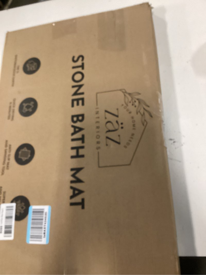 Condition photo showing As Is for Stone Bath Mat for Bathroom – Quick Drying, Non-Slip Shower Mat – Super Absorbent Bath Stone Mat – Water Absorbing Bathmat, 23” x 15”, Swiss Coffee