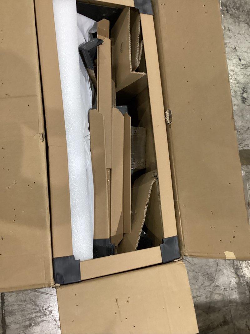 Condition photo showing As Is for wall mount 36 inch range hood 900 cfm, ductless/ducted convertible kitchen hood, 3-speed gesture sensing & touch control, black painted stainless steel vent hood with permanent baffle filters 36 inch black painted stainless steel