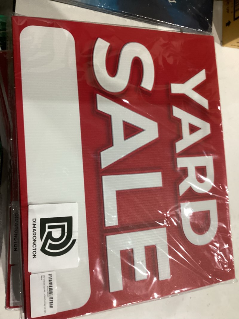 Condition photo showing New/Like New for 3 PC Yard Sale Signs with Stakes, 12x16 DS Coroplast Rummage Sale Signs