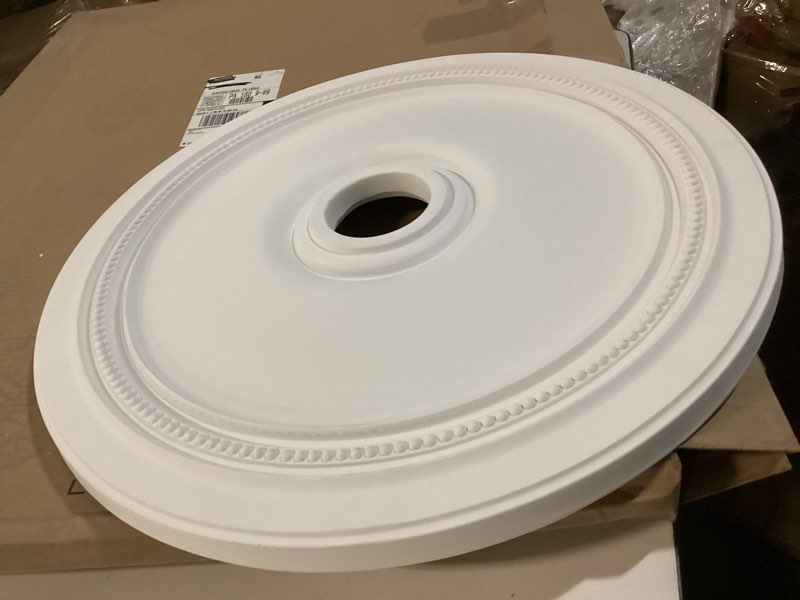 Condition photo showing As Is for Livex Lighting 82075-03 Wingate Ceiling Medallion, White