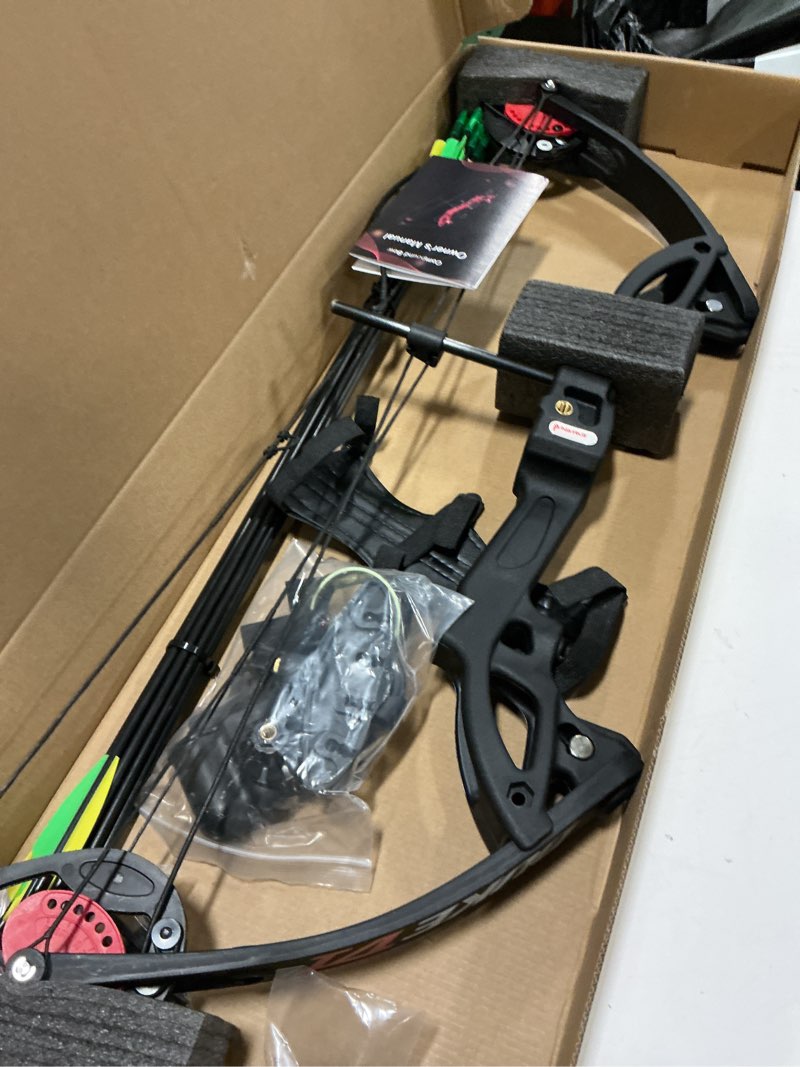 Condition photo showing Good Condition for compound bow archery for youth and beginner, right handed,19”-28” draw length,15-29 lbs draw weight, 260 fps black right-handed