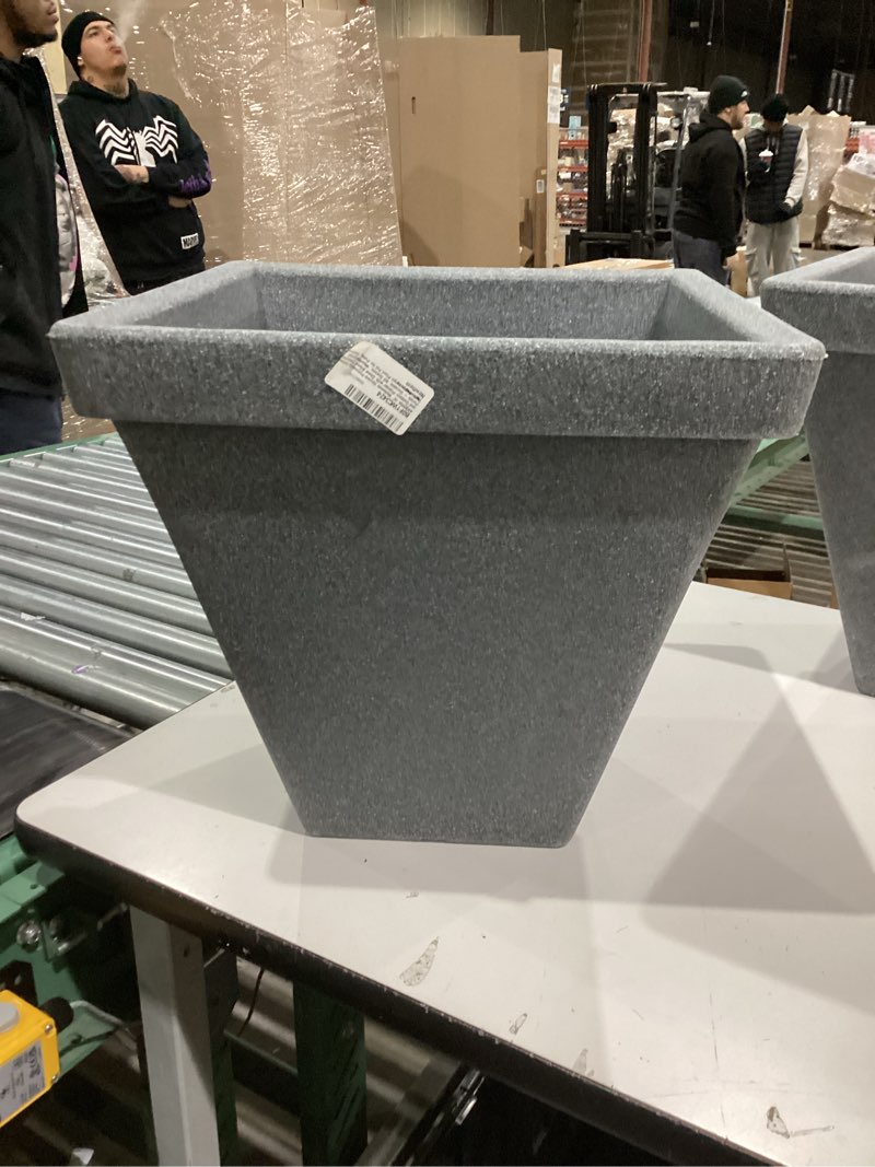 Condition photo showing Good Condition for ARBORA 20\" Mykonos Square Polyresin Indoor and Outdoor Planter with Stone Blend Concrete Finish - Durable, All Season, Weatherproof, Lightweight, Large Plant Pot for Patio, Garden, Deck, Entryway Concrete 20\"