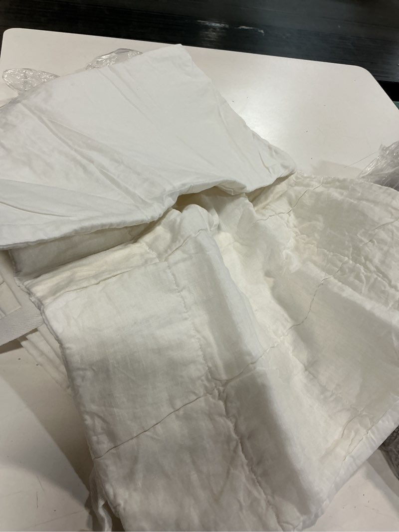 Condition photo showing As Is for european linen box quilted sham set color: white