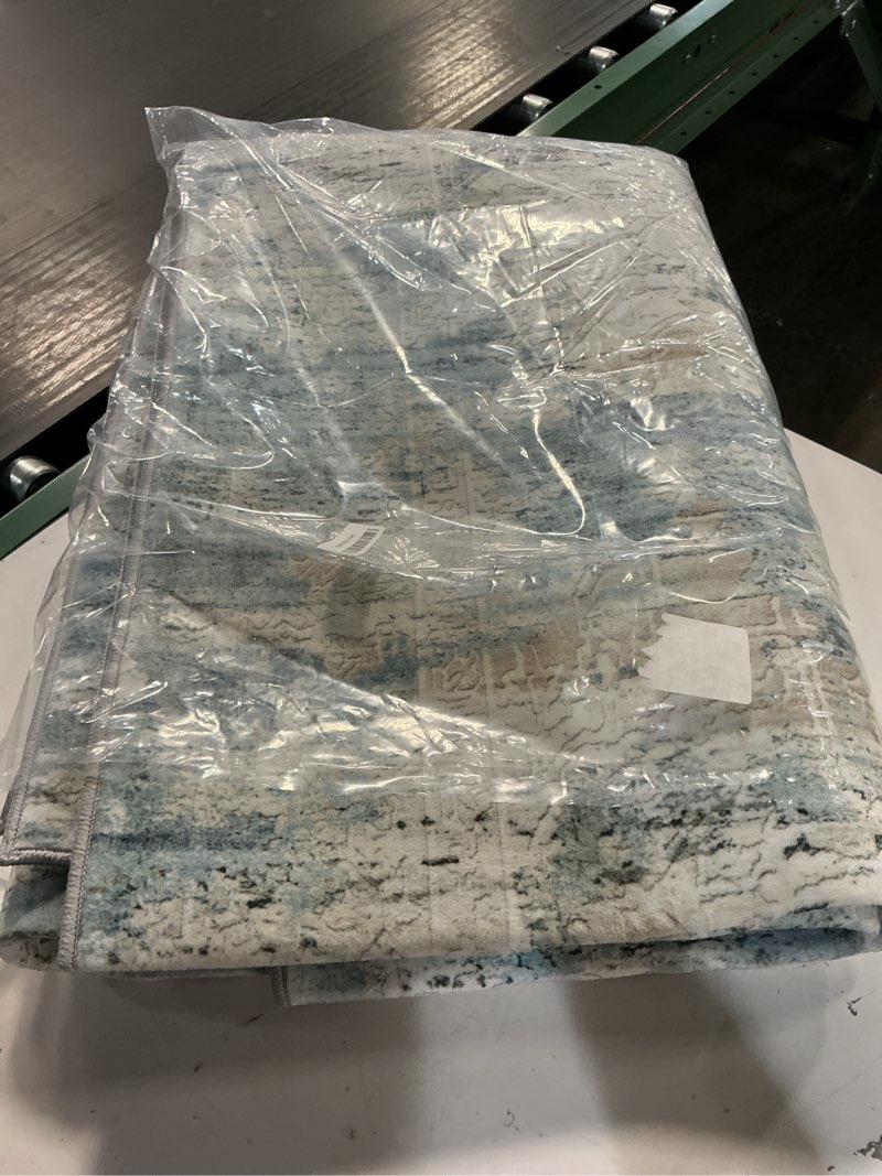 Condition photo showing Good Condition for 6x9 area rug living room rugs - washable rug large modern abstract soft thin carpets indoor floor no slip vintage carpet for bedroom under dining table nursery home office decor blue 6' x 9' (rectangular) blue