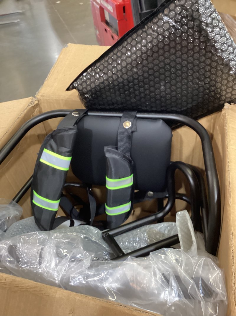 Condition photo showing As Is for rear kids bike seat, heavy duty back mount kid's bike seat for aged 12 month - 8 years old, child carrier bike chair for bicycle kids seat, foam seat belt with reflective strip x-large(with headrest)