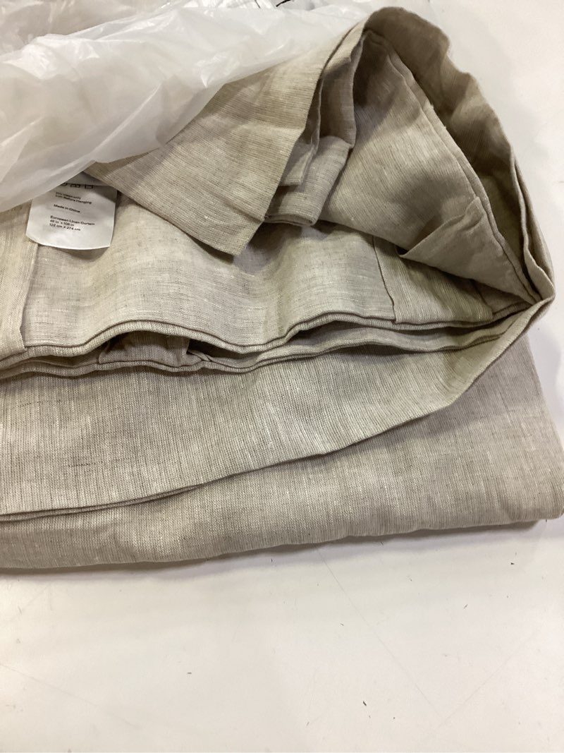 Condition photo showing Good Condition for european linen curtain - single panel, 48x108, flax 1 panel