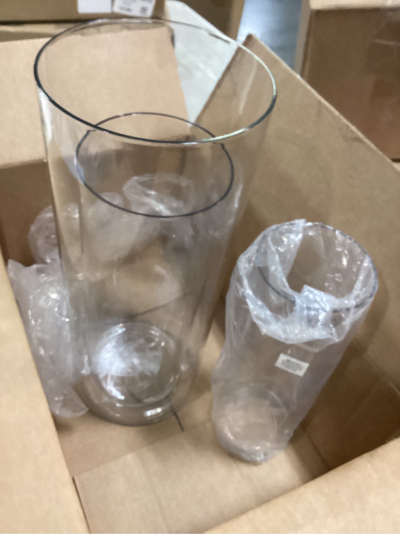 Condition photo showing Good Condition for Olrla Acrylic Cylinder Vase 3 Pieces Set, Height 7.87‘’ and 9.8'' Shatter-Proof Plastic Cylindrical Flower Vases for Wedding Centerpieces, Home Office Decorations 3.94'' W*7.87'' H + 4.7'' W*9.8'' H +5.9''W*9.8''H