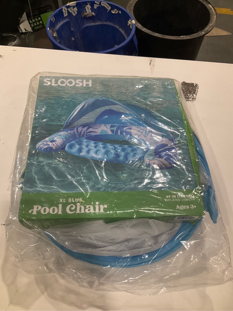 Condition photo showing Good Condition for sloosh pool floats with canopy adult,xl inflatable pool lounge chairs with cup holders,floating chair for adults,inflatable floaties with headrest for party beach summer water fun blue