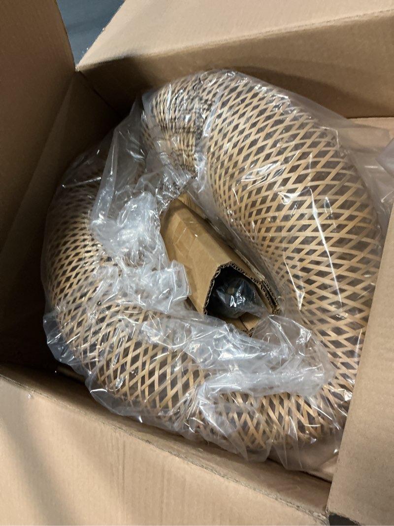 Condition photo showing Good Condition for woven bamboo pendant lighting fixtures, bird nest lamp shade ceiling hanging light with adjustable cord for living room dining room bar café, farmhouse vintage rustic décor 22'', no bulb