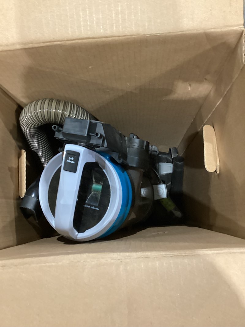 Condition photo showing As Is for bissell 2254 cleanview swivel rewind pet upright bagless vacuum, automatic cord rewind, swivel steering, powerful pet hair pickup, specialized pet tools, large capacity dirt tank, teal