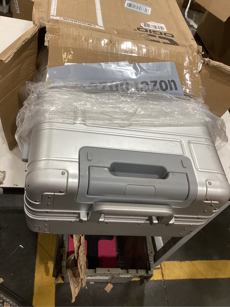 Condition photo showing As Is for VentureVault All Aluminum Carry On Luggage 22x14x9 Airline Approved?Zipperless Luggage Premium Aluminum Suitcase Luggage, Hard Shell Carry On Luggage with Spinner Wheels (silver, 20inch) Sliver 20inch