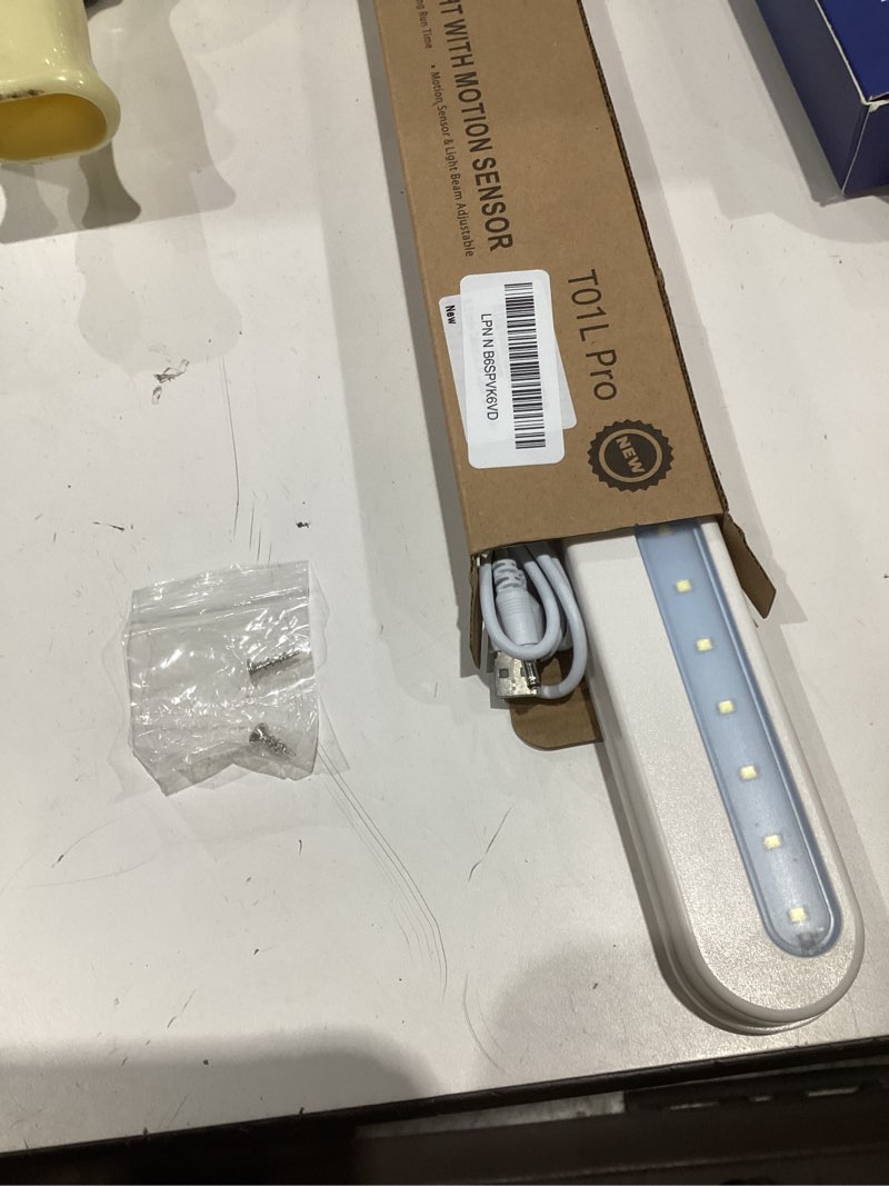 Condition photo showing Good Condition for bls under cabinet lighting, 2200mah rechargeable closet lights motion sensored, battery powered/dc cable plug in led light, 14 inch, 6000k cool white, dimmable, under counter lights for kitchen rechargeable (cable included) -1 pack (white)