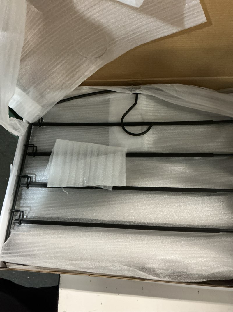 Condition photo showing Good Condition for fontaines luxury 5 tier pants hangers 4 pack - ultra slim & space saving - heavy duty metal swivel hook with swing arm for clothing, jeans, slacks, skirts, leggings & dress pant closet organization