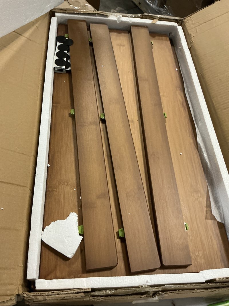 Condition photo showing As Is for wire shelf covers, bamboo wire rack covers for pantry, closet (4pcs, 24" w x 12" d) 24"w x 12"d 4