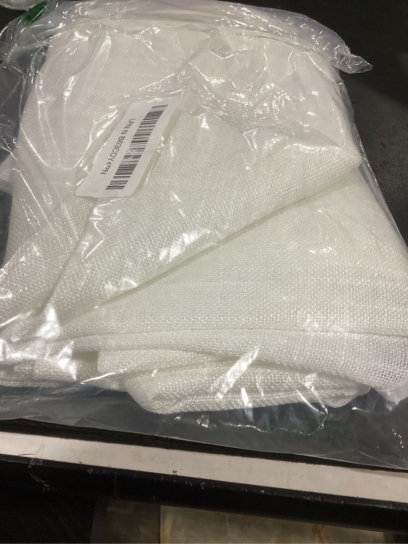 Condition photo showing Good Condition for ryb home short kitchen valances and curtain set, privacy white linen swag curtains, semi sheer bathroom tiers for small windows, 36 x 36 inch, 1 pair 36"w x 36"l (pack of 2) white