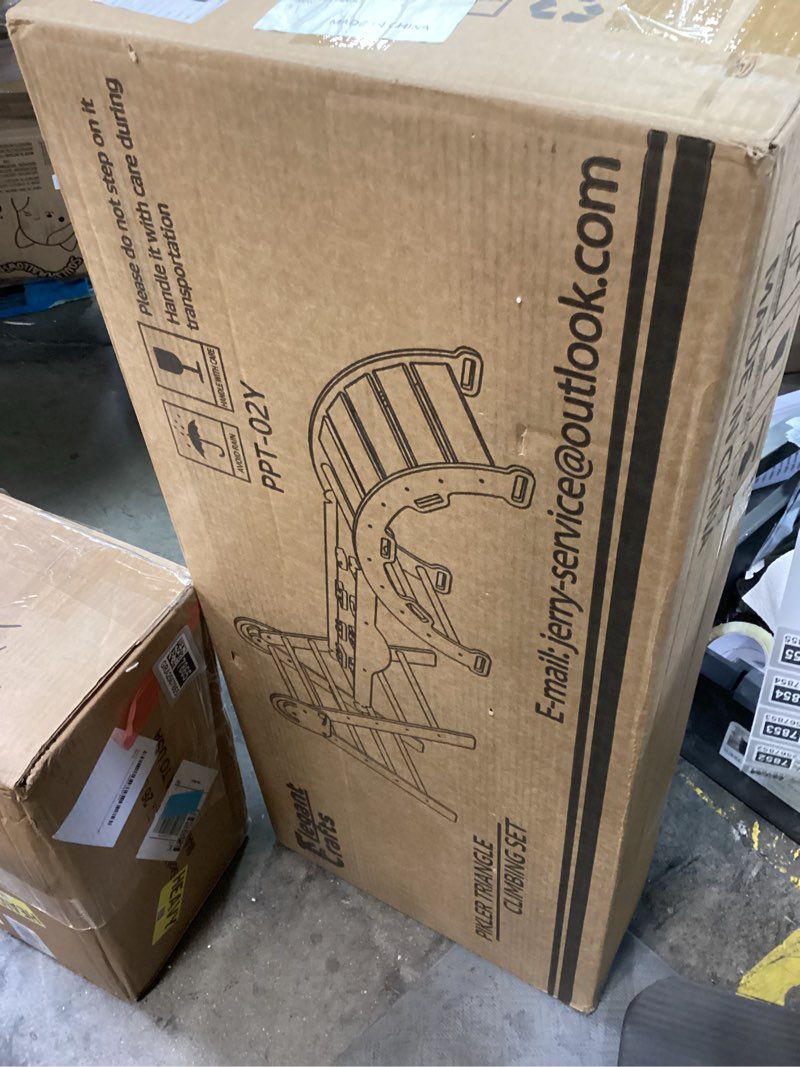 Condition photo showing Good Condition for Pikler Triangle Set with Cushion, Montessori Climbing Set, Indoor Climb Toys, Indoor Playground Jungle Gyms, 9 Combinations Climbing Toy Set for Toddler, Baby, Kids 1-4 Rainbow & 2car & Cushion