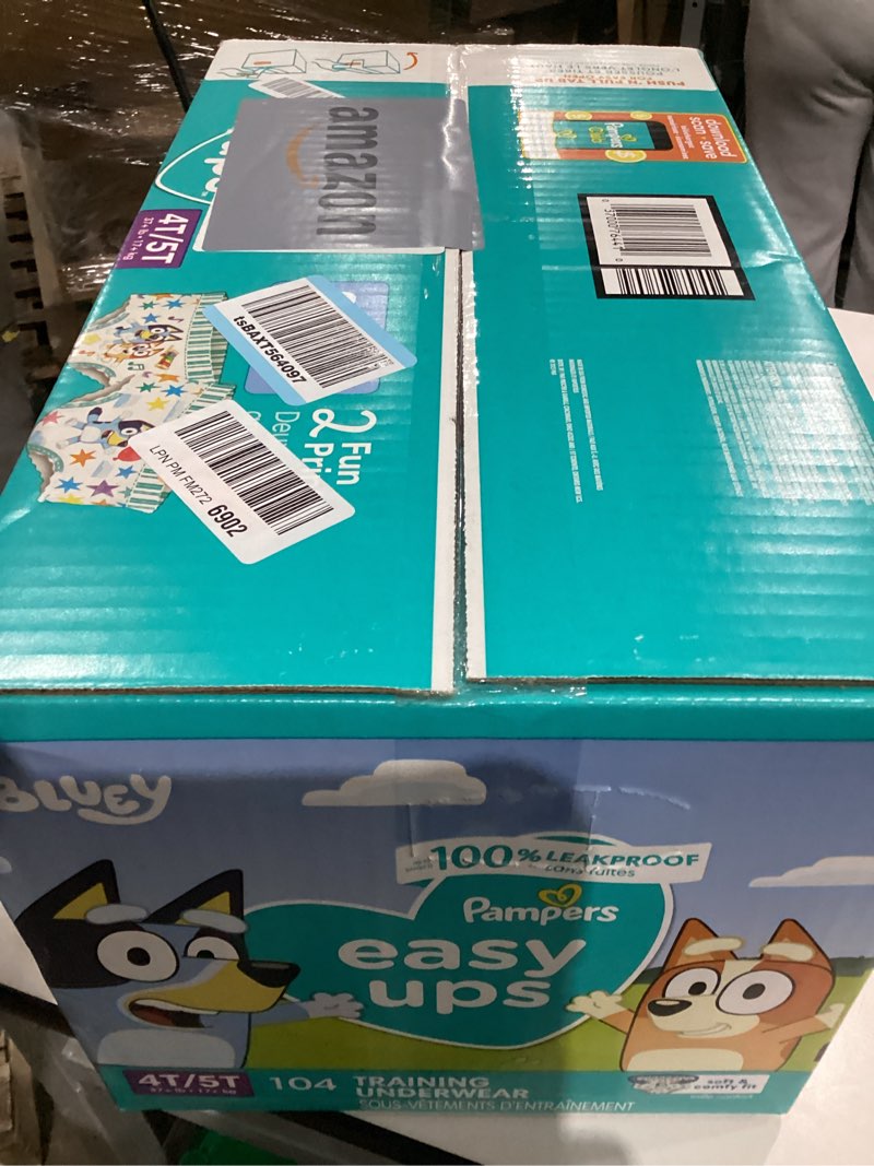 Condition photo showing New/Like New for Pampers Training Pants - Easy Ups Boys & Girls Bluey - Size 3T-4T, 116 Count, Children's Potty Underwear (Packaging May Vary) 3T-4T 116