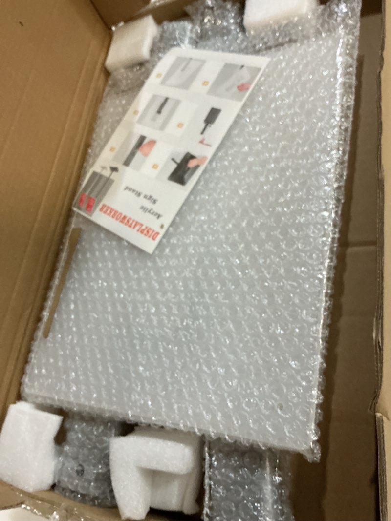 Condition photo showing New/Like New for displaysworker adjustable heavy duty pedestal sign holder floor stand,sign stand poster stand ,acrylic frame for 8.5 x 11 inch,silver (silver, acrylic frame 8.5-x-11-inch) silver acrylic frame 8.5-x-11-inch