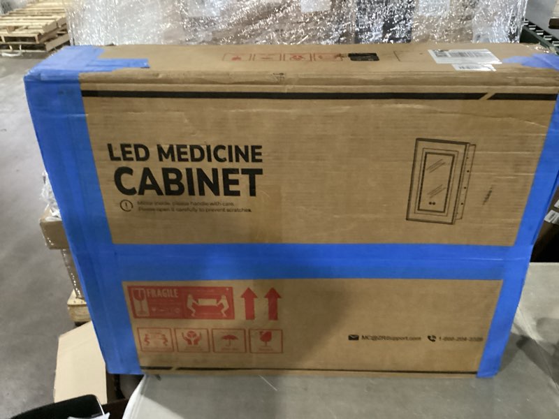 Condition photo showing New/Like New for tokeshimi 24x30 recessed medicine cabinet with lights mirror, 3-color stepless dimmable led mirror medicine cabinet with electrical outlets and defog, in wall mirror with storage 30"l x 24"w black