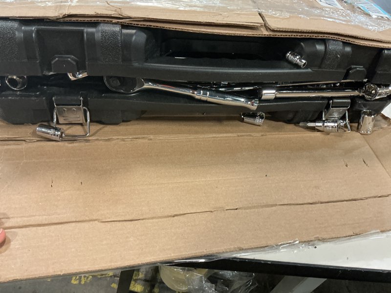 Condition photo showing As Is for BOEN 225PCS Mechanic Tool Set, 1/4" & 3/8" & 1/2" Drive Socket Wrench Set, Metric and Standard Full Socket Set, with 90-Tooth Ratchet, Auto and Bike Repair with Heavy Duty Case