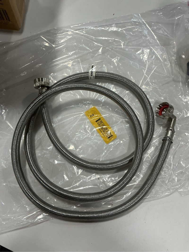 Condition photo showing As Is for (Similar) Eastman 6 ft Washing Machine Hose Connectors with Elbows, Pack of 1, 3/4 in FHT x 3/4 in FHT, Braided Stainless Steel, 41065