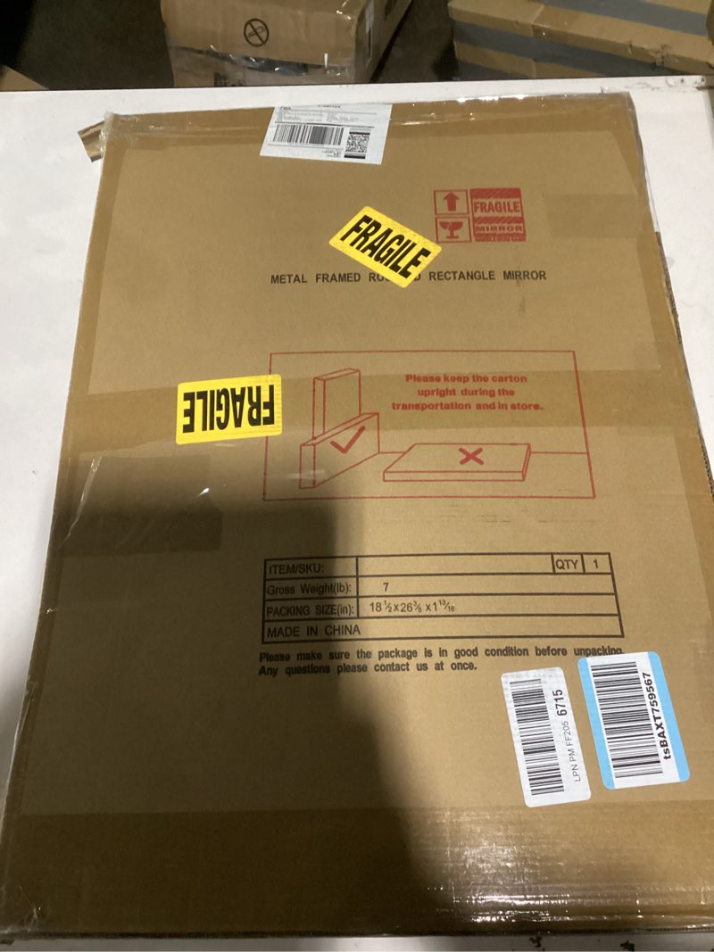 Condition photo showing New/Like New for Umzodo 16x24 inch Rectangle Wall Mirror, Brushed Bronze Metal Framed Vanity Mirror for Bathroom,Anti