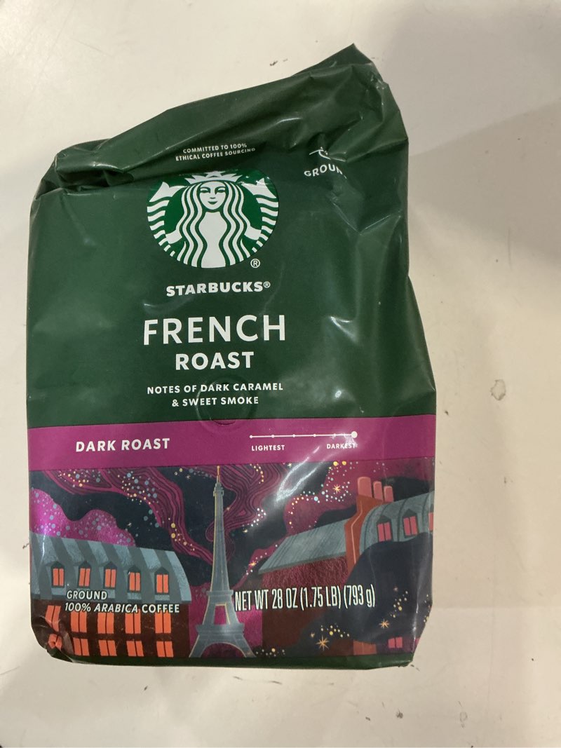 Condition photo showing Good Condition for (BB. 21 dec 2025) Starbucks Ground Coffee, Dark Roast Coffee, French Roast, 100% Arabica, 1 bag (28 oz) French Roast 28 Ounce (Pack of 1)