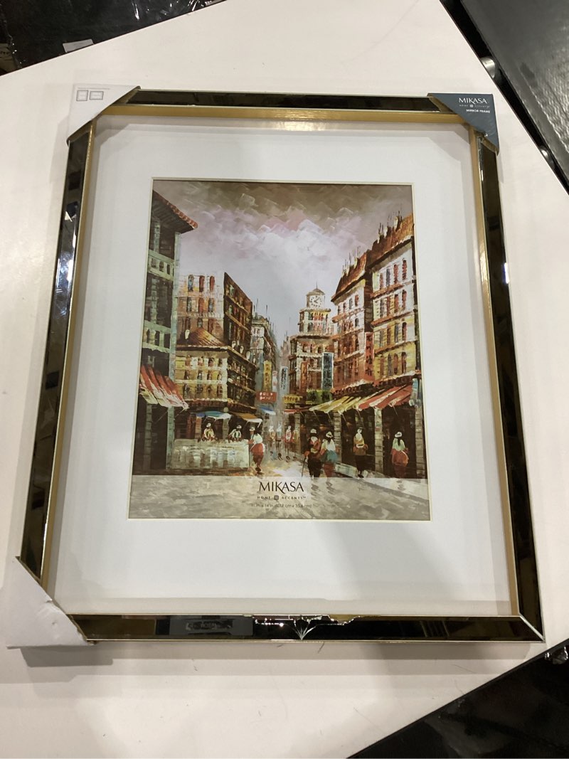 Condition photo showing As Is for mikasa gold mirrored 16x20 matted to 11x14 picture frames, horizontal or vertica display