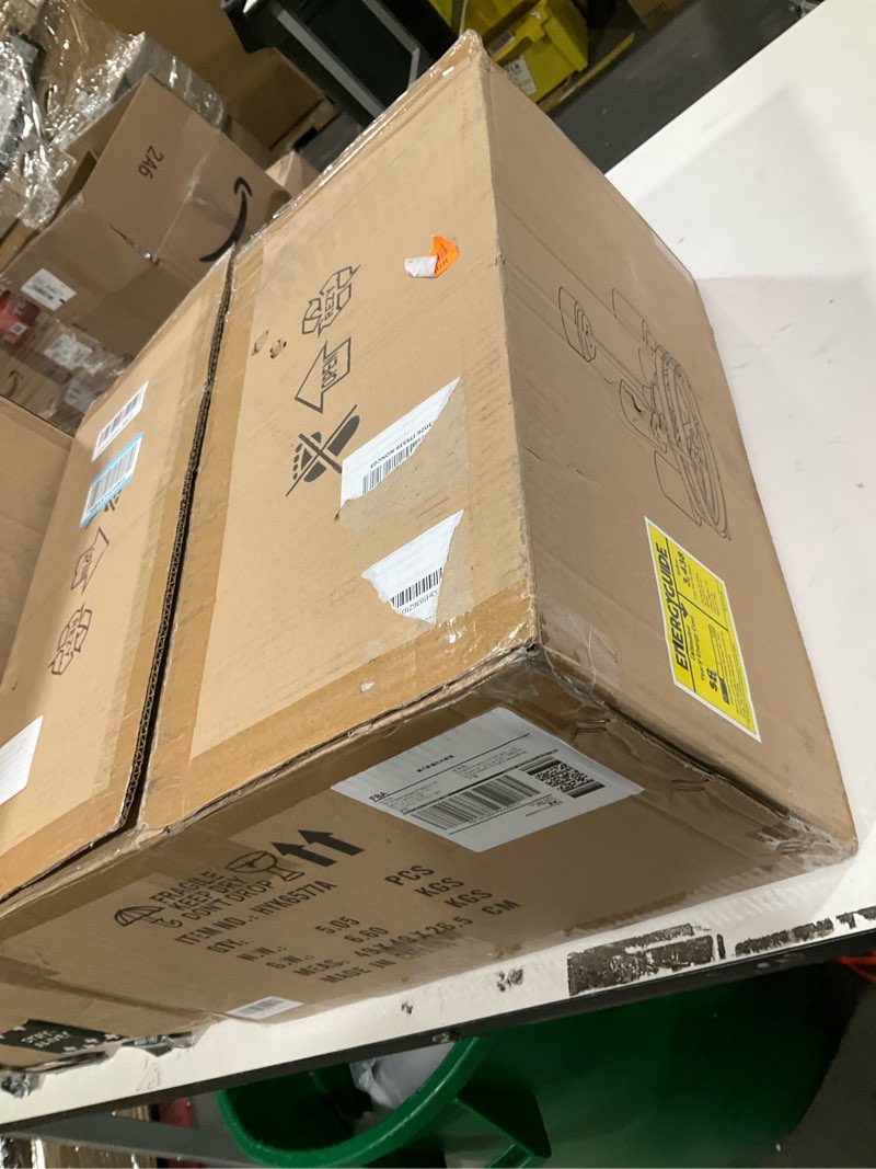 Condition photo showing As Is for Caged Ceiling Fan with Light, 21" Farmhouse Ceiling Fan with Light for Bedroom/Kitchen/Dining/Room, Black Ceiling Fan with Lights Remote Control, DC Motor, Four LED Lights, Indoor, Bronze