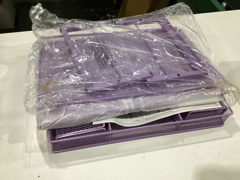 Condition photo showing New/Like New for opnice desk organizers and accessories, 2-tier computer monitor stand riser with drawer and 2 pen holders, laptop stand, office desk accessories & office decor for women, purple purple 1-pack single