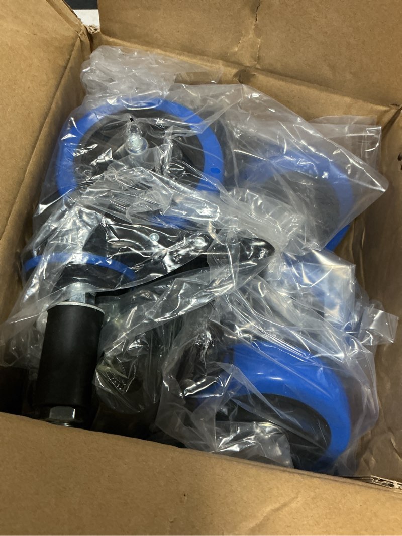 Condition photo showing Good Condition for enyke 4 inch prep table cater wheels set of 4, threaded swivel expanding stem casters with brake fit 7/8", 1", 1-1/2", or 1-5/8" id tube leg for stainless steel table, cart