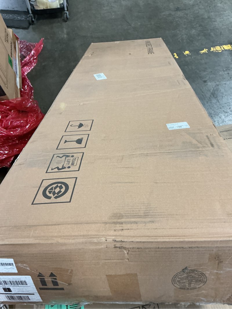 Condition photo showing New/Like New for dainslef king led platform bed frame with 4 drawers, velvet upholstered bed frame with high button w (incomplete box 3 of 3 only)