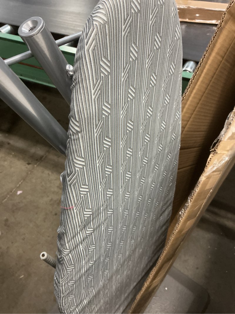 Condition photo showing As Is for songmics ironing board, foldable iron board, height adjustable up to 35 inches, with 4 layered cover and pad, iron rest, hook, steel x-legs, for home, laundry room, dorm, dove gray ullb001g01