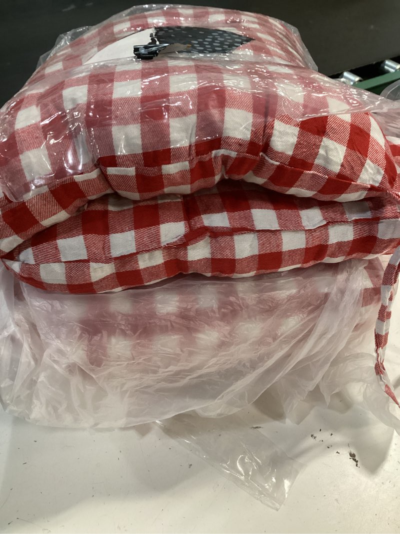 Condition photo showing Good Condition for geetery 4 pack chair cushions for dining chair kitchen seat pads with ties buffalo plaid soft comfy square seat pads for home, outdoor, patio, room (red,white) red, white 4